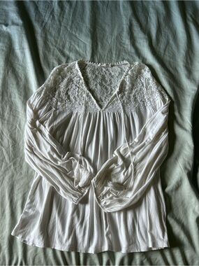 Altar'd State White Lace Yoke Peasant Blouse